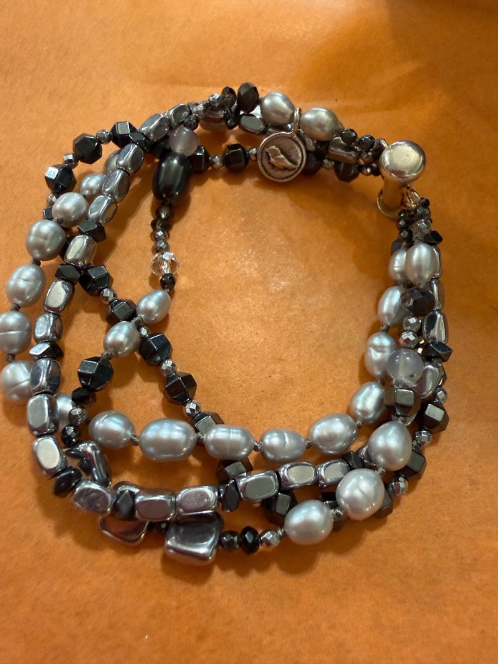 Rockhill By Twilight Freshwater Pearls, Agate, Hematite Sterling silver Bracelet